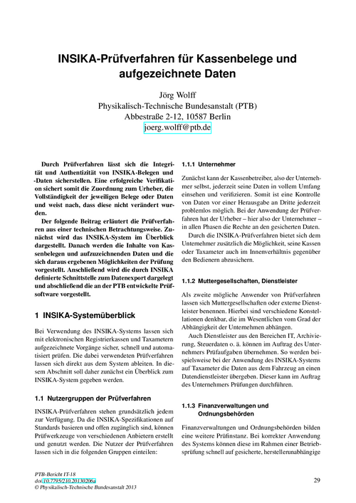 INSIKA-Prüfverfahren für Kassenbelege und aufgezeichnete Daten
