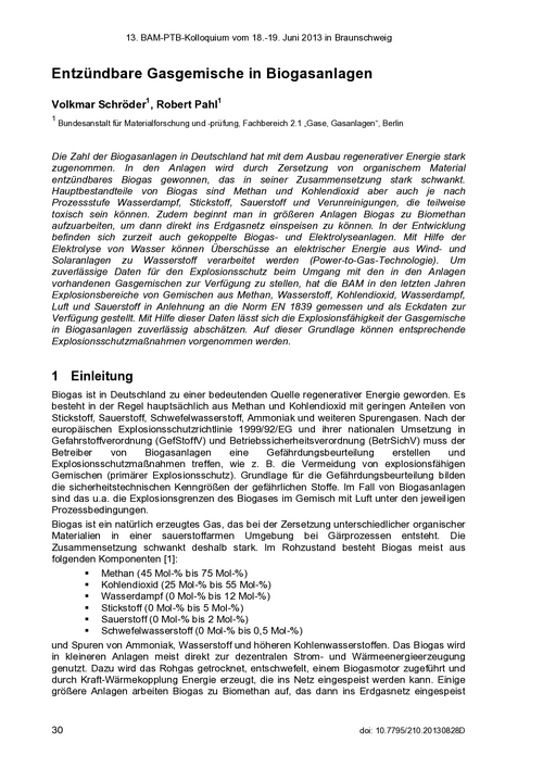 Entzündbare Gasgemische in Biogasanlagen