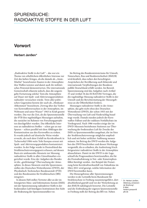 Vorwort - Spurensuche: Radioaktive Stoffe in der Luft