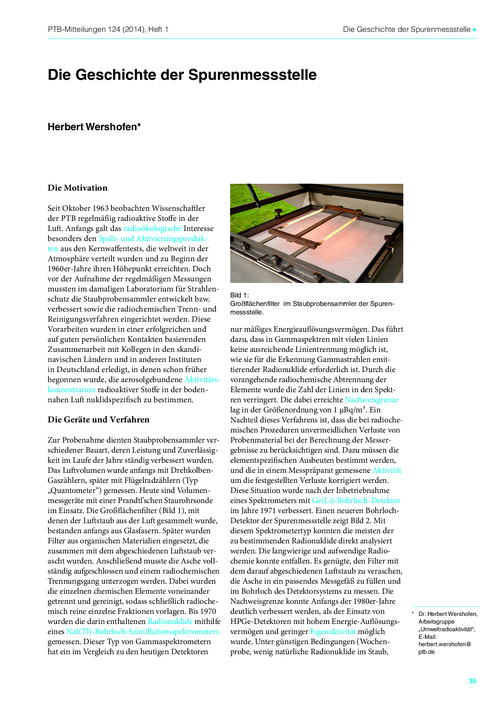Die Geschichte der Spurenmessstelle