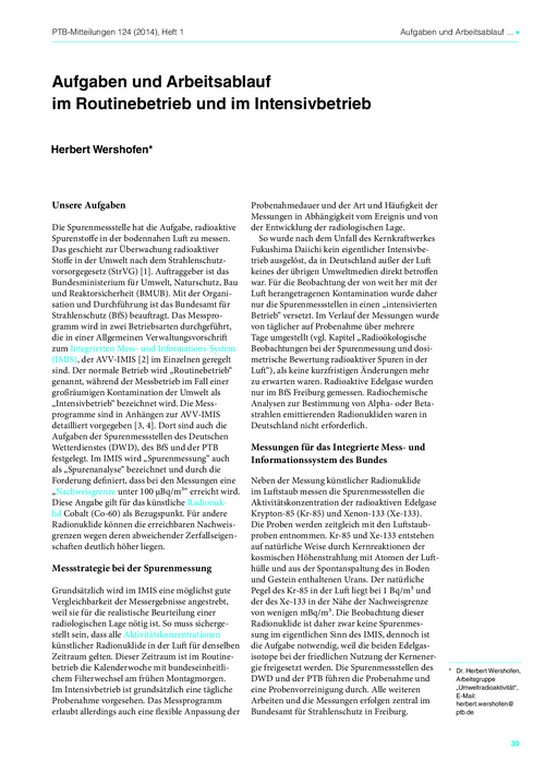 Aufgaben und Arbeitsablauf im Routinebetrieb und im Intensivbetrieb