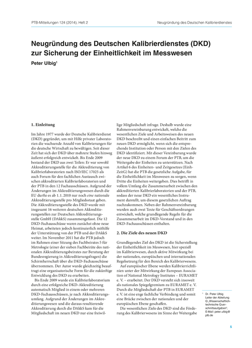 Neugründung des Deutschen Kalibrierdienstes (DKD) zur Sicherung der Einheitlichkeit im Messwesen