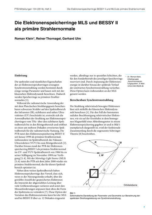 Die Elektronenspeicherringe MLS und BESSY II als primäre Strahlernormale