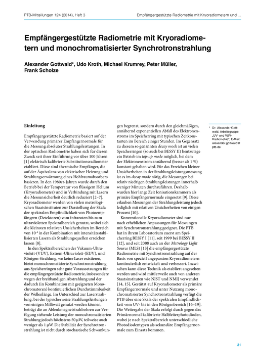 Empfängergestützte Radiometrie mit Kryoradiometern und monochromatisierter Synchrotronstrahlung