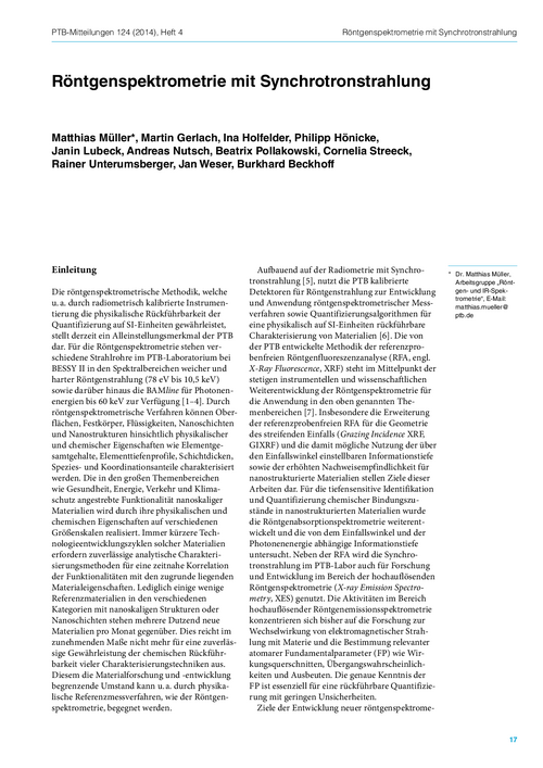 Röntgenspektrometrie mit Synchrotronstrahlung