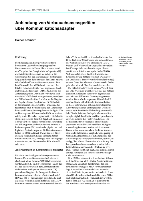 Anbindung von Verbrauchsmessgeräten über Kommunikationsadapter