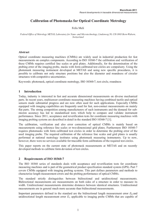 Calibration of photomasks for optical coordinate metrology
