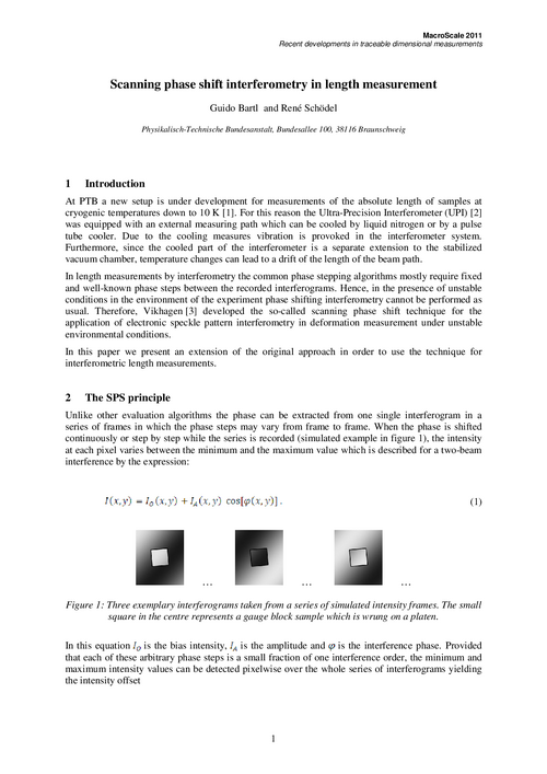 Scanning phase shift interferometry in length measurement