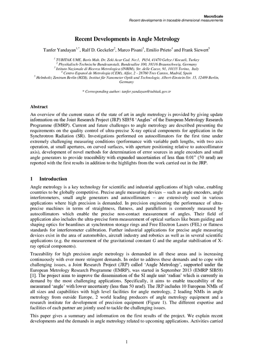 Recent Developments in Angle Metrology