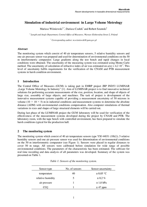Simulation of industrial environment in Large Volume Metrology