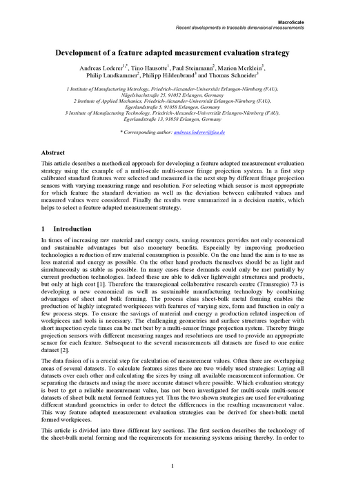Development of a feature adapted measurement evaluation strategy