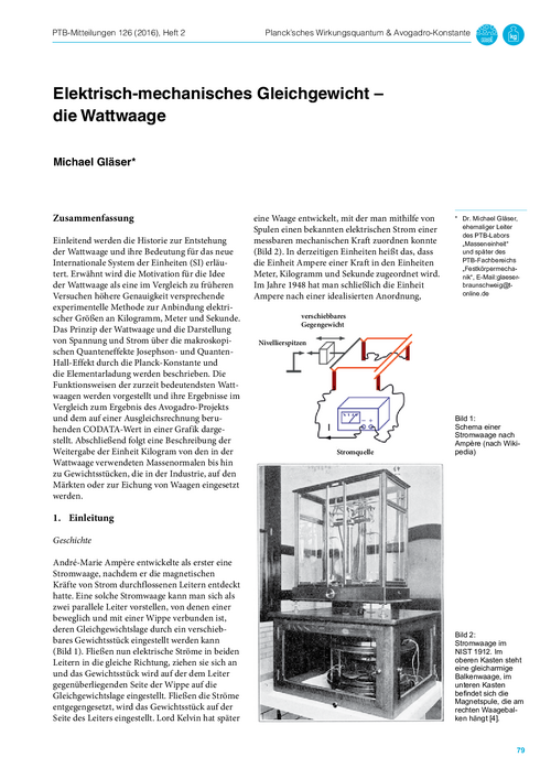 Elektrisch-mechanisches Gleichgewicht - die Wattwaage