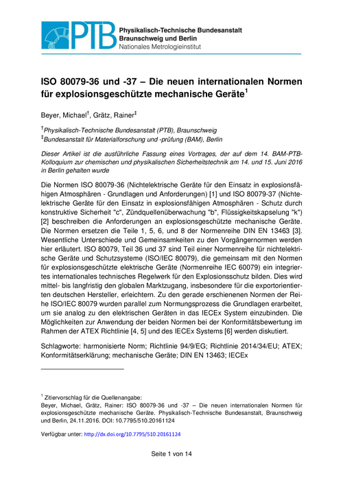 ISO 80079-36 und -37 – Die neuen internationalen Normen für explosionsgeschützte mechanische Geräte