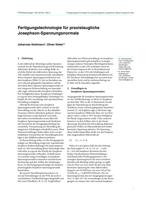 Fertigungstechnologie für praxistaugliche Josephson-Spannungsnormale