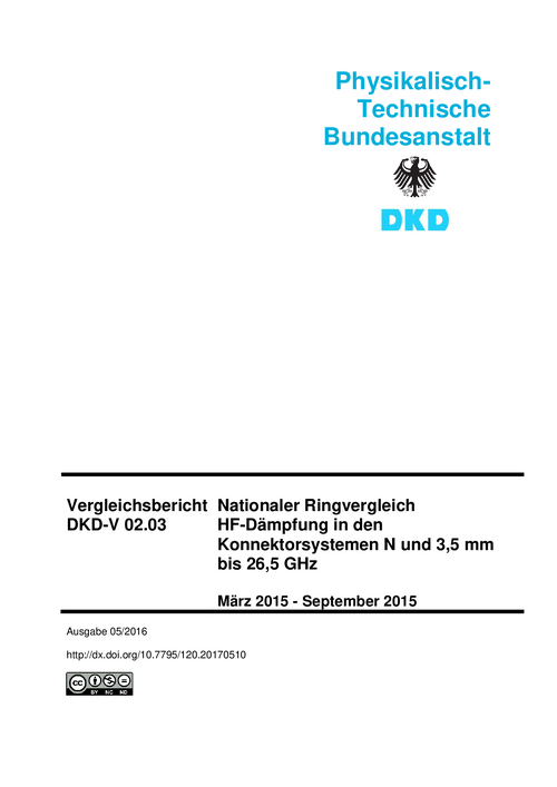 Vergleichsbericht DKD-V 02.03 Nationaler Ringvergleich HF-Dämpfung in den Konnektorsystemen N und 3,5 mm bis 26,5 GHz