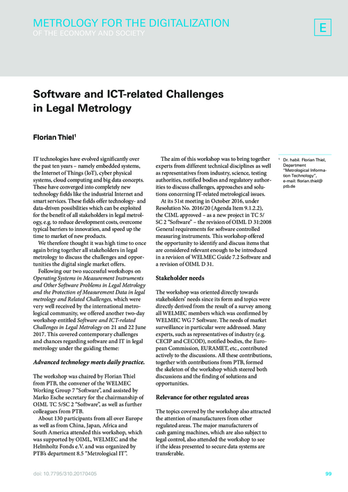 Software and ICT-related Challenges in Legal Metrology