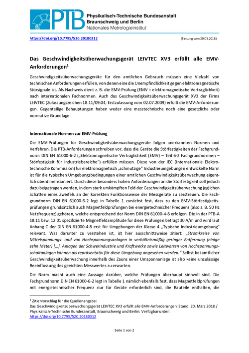 Das Geschwindigkeitsüberwachungsgerät LEIVTEC XV3 erfüllt alle EMV-Anforderungen