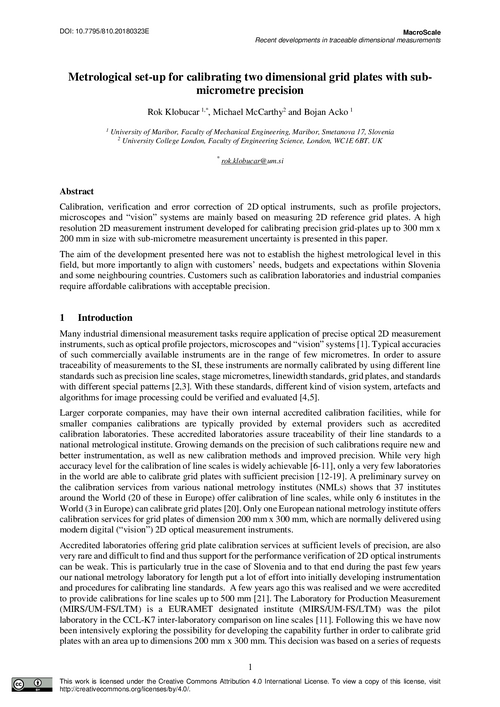 Metrological set-up for calibrating two dimensional grid plates with sub-micrometre precision