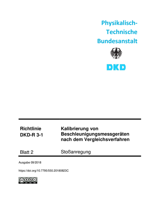 Kalibrieren von Beschleunigungsmessgeräten nach dem Vergleichsverfahren, Stoßanregung : Richtlinie DKD-R 3-1 Blatt 2