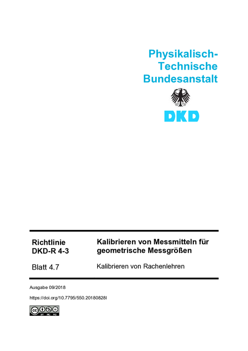 Kalibrieren von Messmitteln für geometrische Messgrößen, Kalibrieren von Rachenlehren : Richtlinie DKD-R 4-3 Blatt 4.7