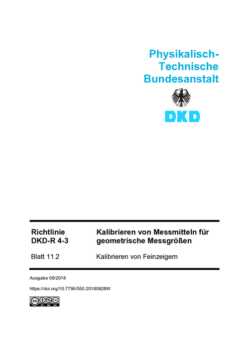 Kalibrieren von Messmitteln für geometrische Messgrößen, Kalibrieren von Feinzeigern : Richtlinie DKD-R 4-3 Blatt 11.2