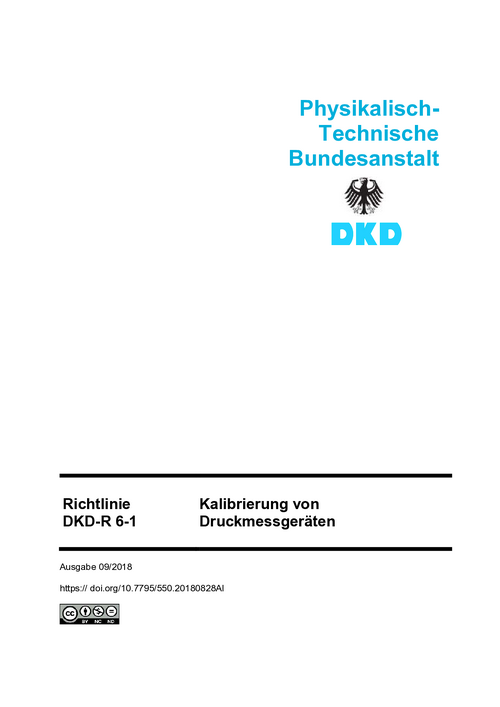 Kalibrierung von Druckmessgeräten : Richtlinie DKD-R 6-1