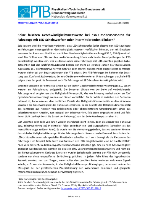 Keine falschen Geschwindigkeitsmesswerte bei eso-Einseitensensoren für Fahrzeuge mit LED-Scheinwerfern oder intermittierenden Blinkern
