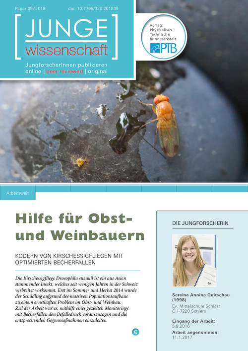 Hilfe für Obst- und Weinbauern, Ködern von Kirschessigfliegen mit optimierten Becherfallen