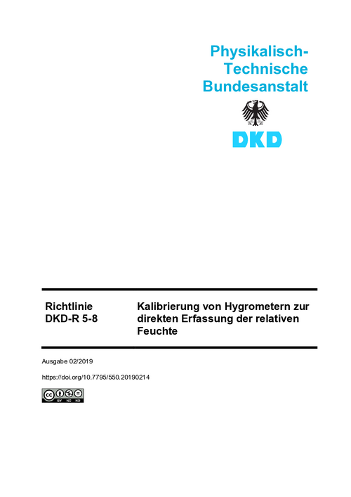 Kalibrierung von Hygrometern zur direkten Erfassung der relativen Feuchte : Richtlinie DKD-R 5-8