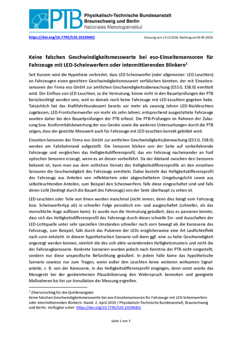 Keine falschen Geschwindigkeitsmesswerte bei eso-Einseitensensoren für Fahrzeuge mit LED-Scheinwerfern oder intermittierenden Blinkern