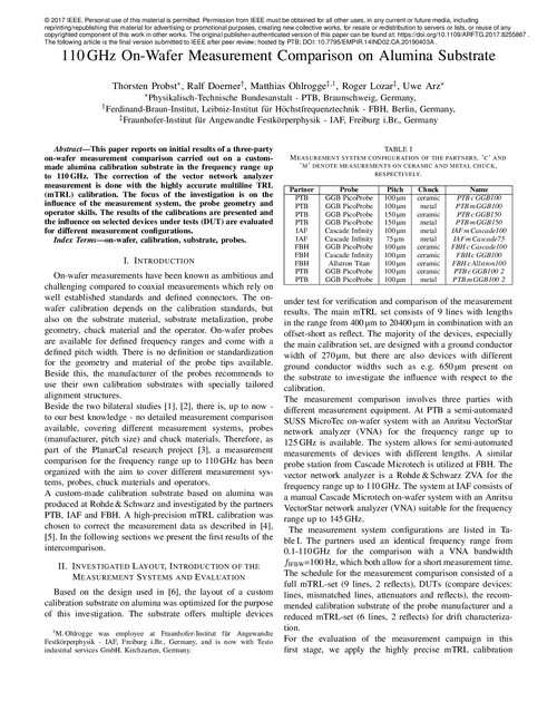 110 GHz on-wafer measurement comparison on alumina substrate