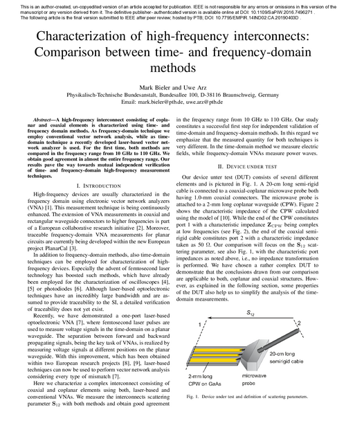 Characterization of high-frequency interconnects: Comparison between time- and frequency-domain methods