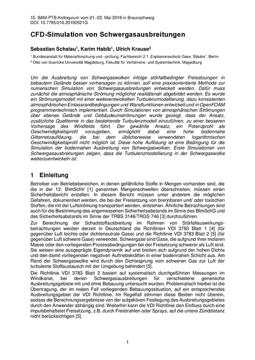 CFD-Simulation von Schwergasausbreitungen