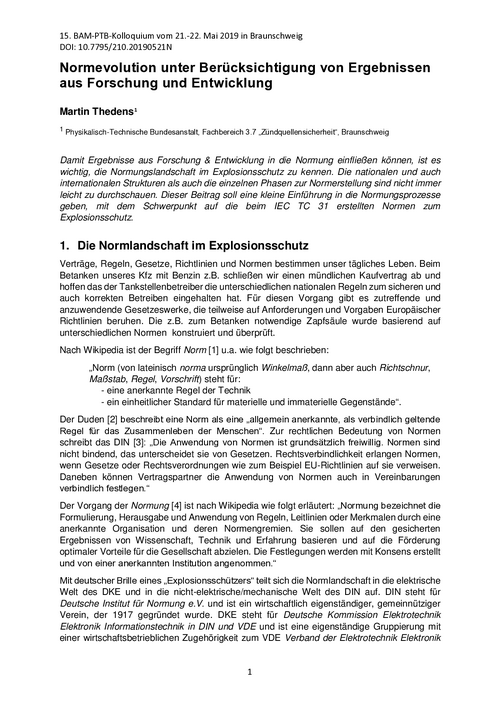 Normevolution unter Berücksichtigung von Ergebnissen aus Forschung und Entwicklung