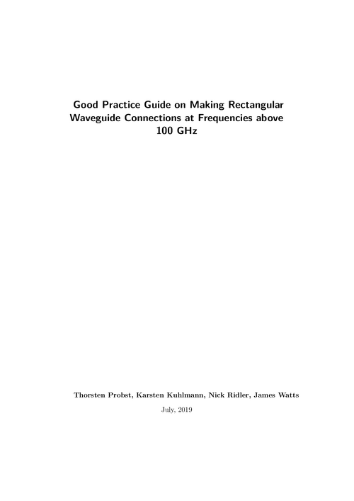 Good Practice Guide on Making Rectangular Waveguide Connections at Frequencies above 100 GHz