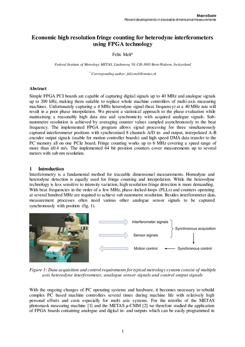 Economic high resolution fringe counting for heterodyne interferometers using FPGA technology