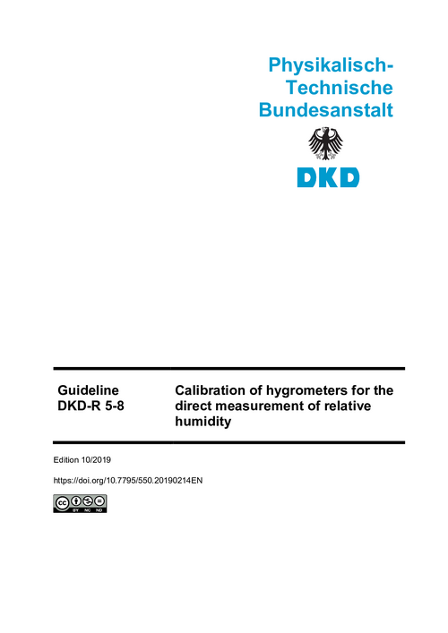 Calibration of hygrometers for the direct measurement of relative humidity : Guideline DKD-R 5-8