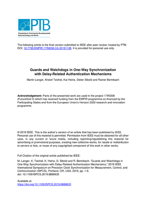 Guards and Watchdogs in One-Way Synchronization with Delay-Related Authentication Mechanisms