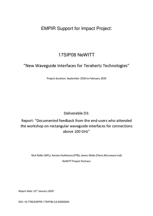Documented feedback from the end-users who attended the workshop on rectangular waveguide interfaces for connections above 100 GHz