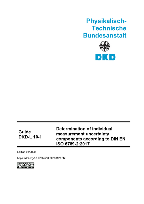 Determination of individual measurement uncertainty components according to DIN EN ISO 6789-2:2017 : Guide DKD-L 10-1
