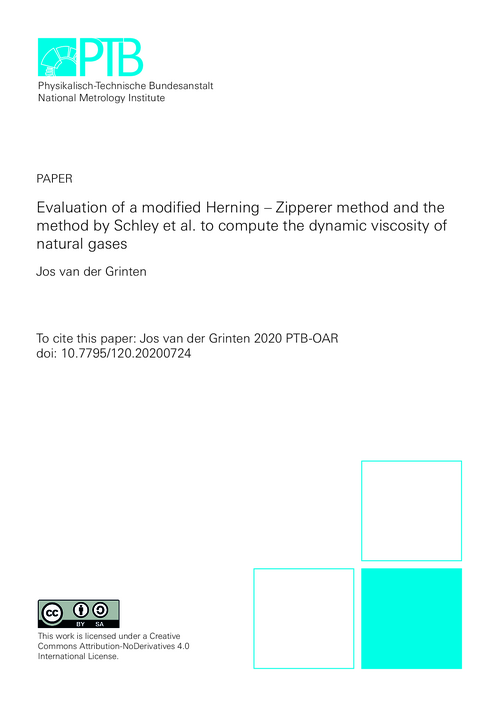 Evaluation of a modified Herning – Zipperer method and the method by Schley et al. to compute the dynamic viscosity of natural gases