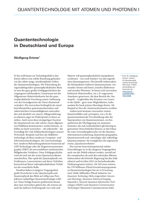 Quantentechnologie in Deutschland und Europa