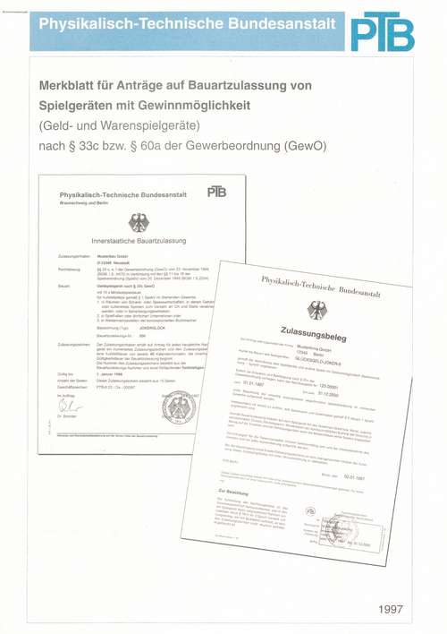 Merkblatt für Anträge auf Bauartzulassung von Spielgeräten mit Gewinnmöglichkeit: (Geld- und Warenspielgeräte) nach § 33c bzw. § 60a der Gewerbeordnung (GewO)