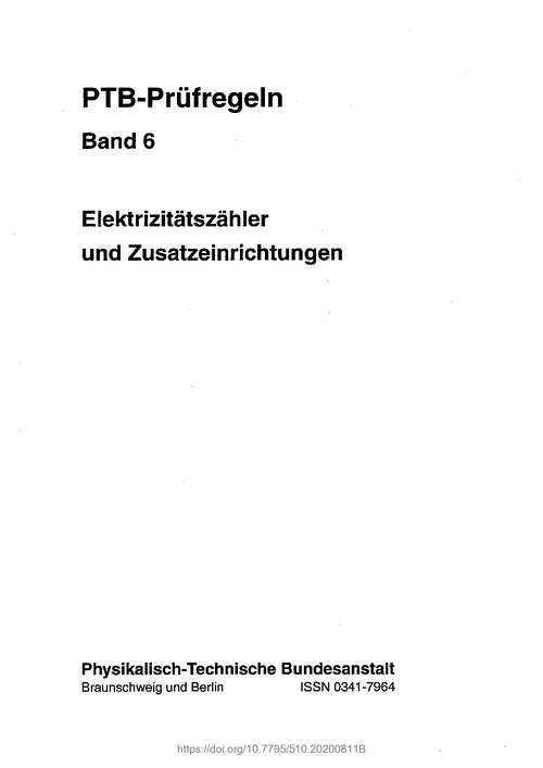 PTB-Prüfregeln: Elektrizitätszähler und Zusatzeinrichtungen