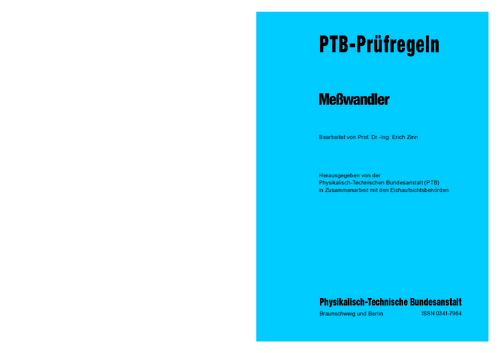 PTB-Prüfregeln: Meßwandler