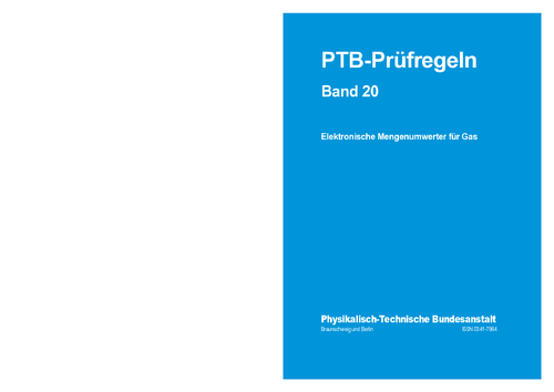 PTB-Prüfregeln: Elektronische Mengenumwerter für Gas