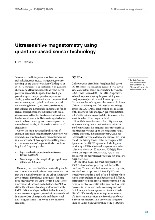 Ultrasensitive magnetometry using quantum-based sensor technology