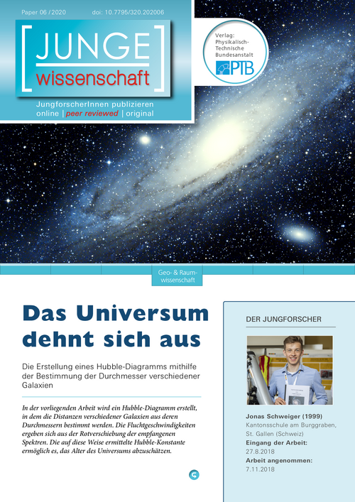Das Universum dehnt sich aus, Die Erstellung eines Hubble-Diagramms mithilfe der Bestimmung der Durchmesser verschiedener Galaxien