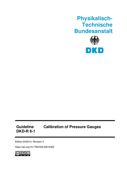 Calibration of Pressure Gauges : Guideline DKD-R 6-1, Revision 3