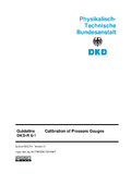 Calibration of Pressure Gauges : Guideline DKD-R 6-1, Revision 3